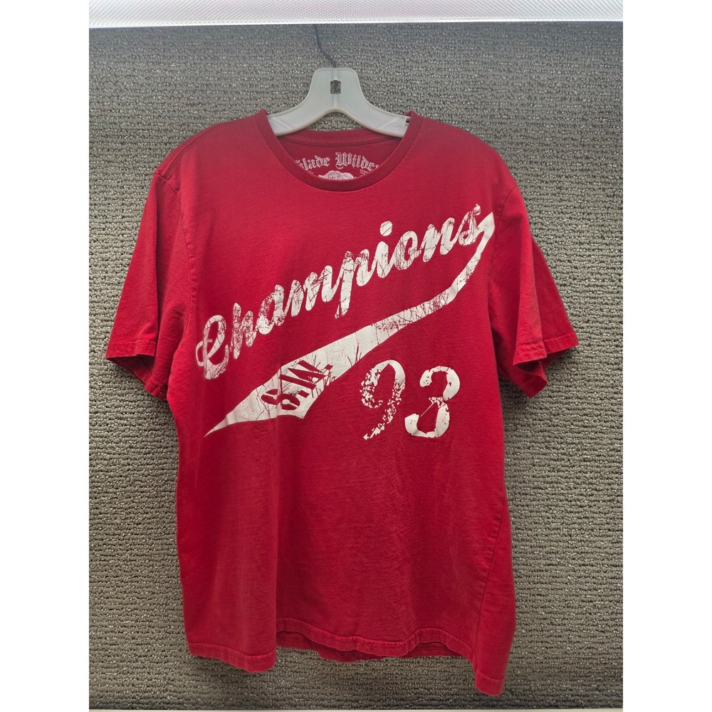 Slade Wilder Mens Red Champions 93 Distressed Graphic T-Shirt Large 100%‎ Cotton